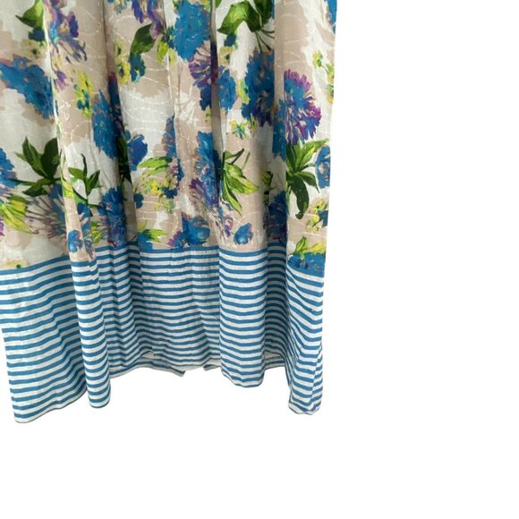 Nine West Womens Floral Striped Sundress Sz 6 Blue Tan Sleeveless Casual Summer - Picture 13 of 13